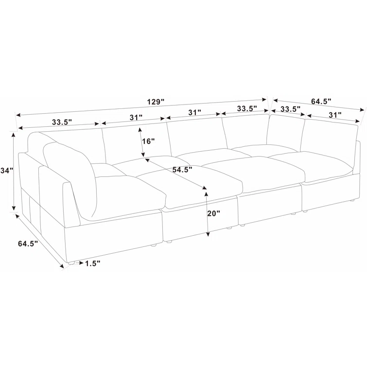 Arvill 8 - Piece Corduroy Sectional