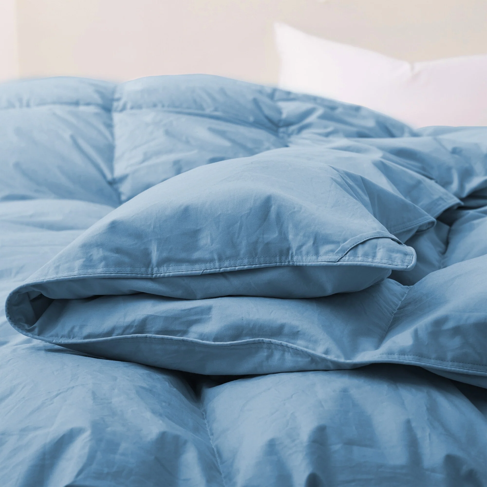 All Season Medium Warmth Organic Cotton Down Feather Comforter Duvet Insert, Steel Blue