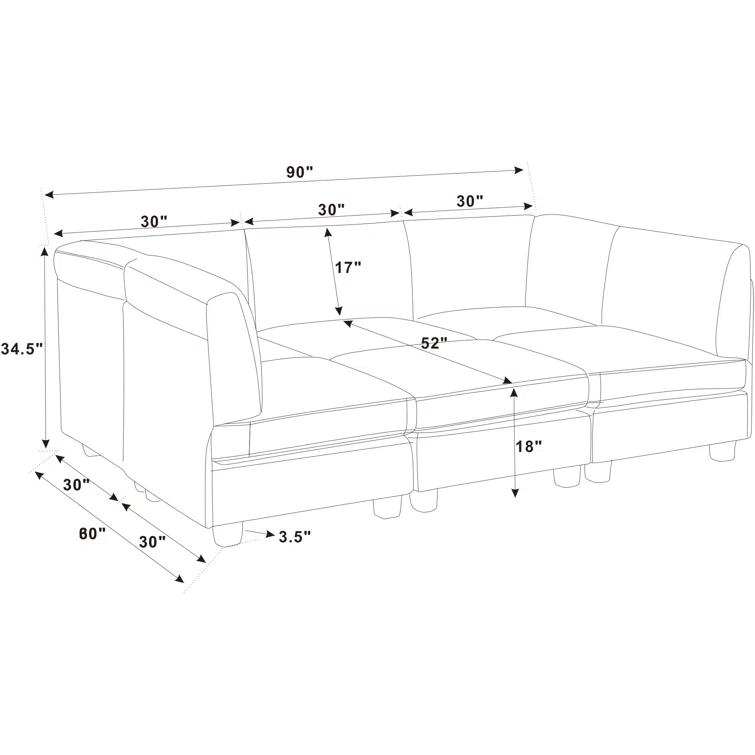 Amaron 6 - Piece Faux Leather Sectional