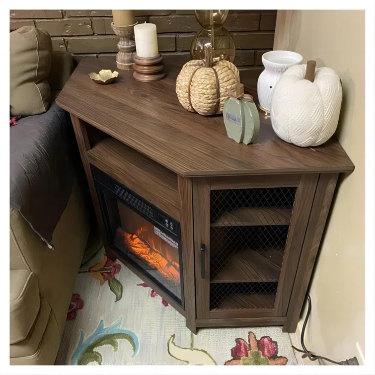 45'' Electric Corner Fireplace TV Stand with Storage for TVs up to 55