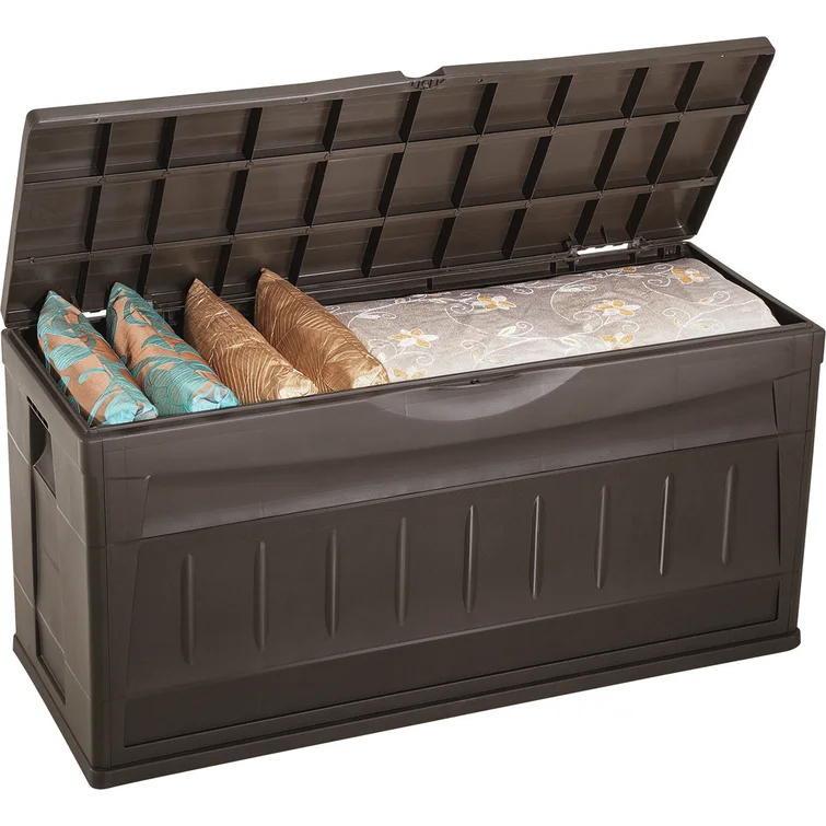 RIMAX 46.4'' W 83.21 Gallons Water Resistant Plastic Lockable Deck Box in Dark Brown
