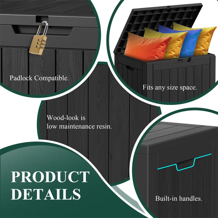 Olilawn Extra Large Resin Outdoor Storage Deck Box