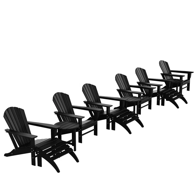 Shaunna Plastic Adirondack Chair with Table and Ottoman