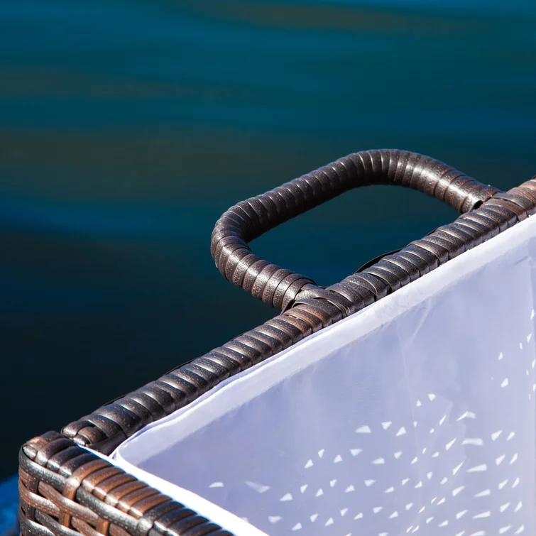 Highland Dunes Ugarte 52.75'' W 150 Gallons Water Resistant Wicker Deck Box in Light Brown/Dark Brown
