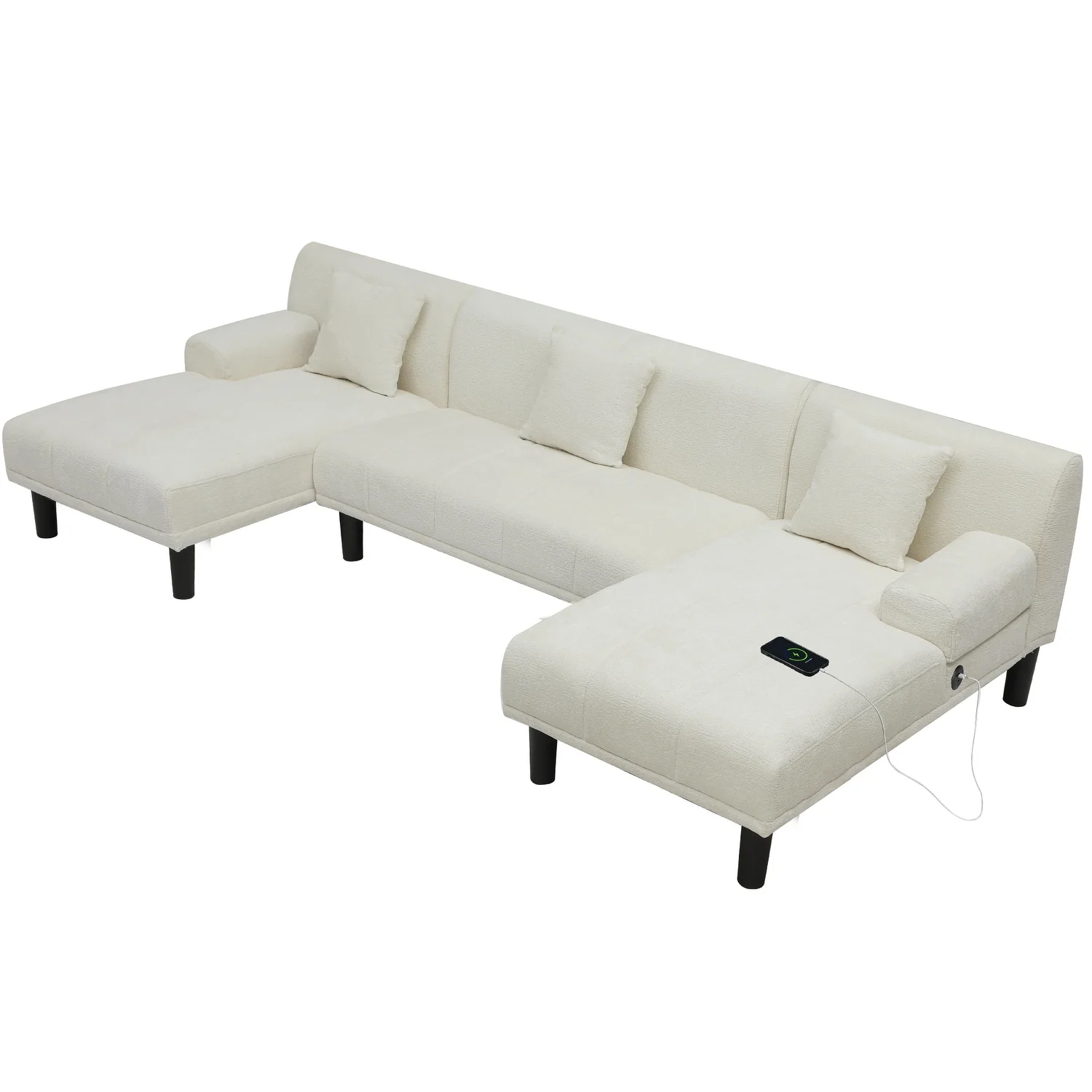 Moasis Sectional Couches U Shaped Sofa Chenille Modern Modular Couch - 45.6