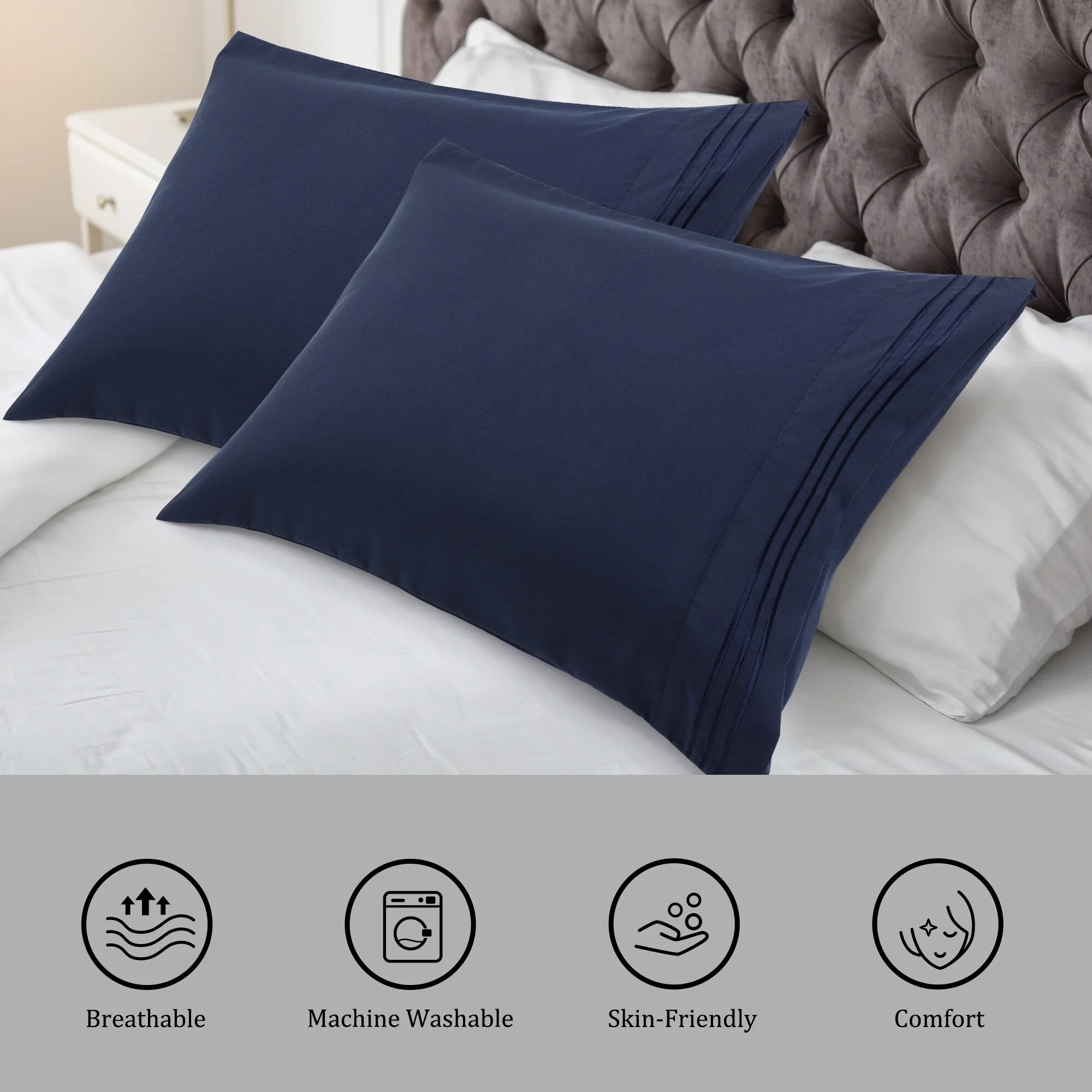 2Pcs Microfiber Embroidery Pillowcases Envelop 20