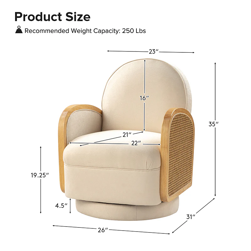 Karen Rattan Swivel Chair With 360-Degree Swivel