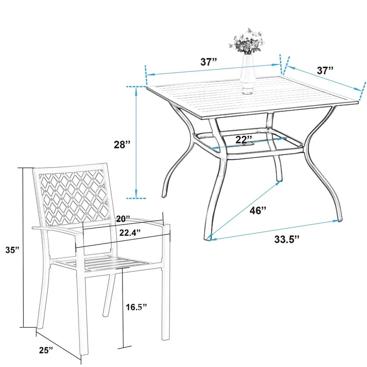 Alyah 4 - Person Square Outdoor Dining Set