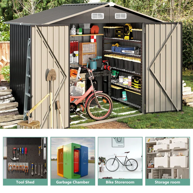 8 ft. W x 6 ft. D Metal Storage Shed