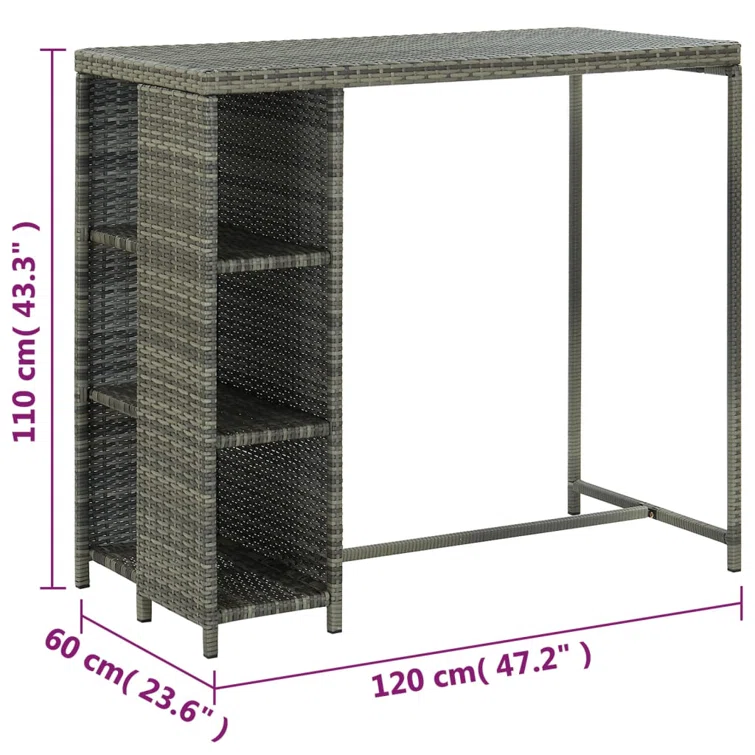 5 Piece Patio Bar Set with Cushions Poly Rattan Gray