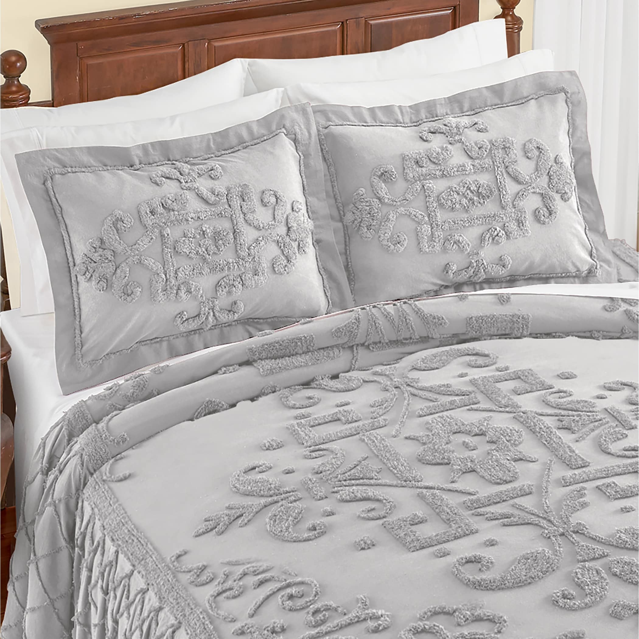 Noelle Textured Design Chenille Ruffled Edge Pillow Sham