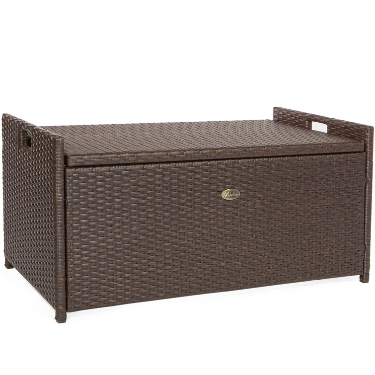 Barton 40'' W 60 Gallons Water Resistant Wicker Storage Bench in Brown
