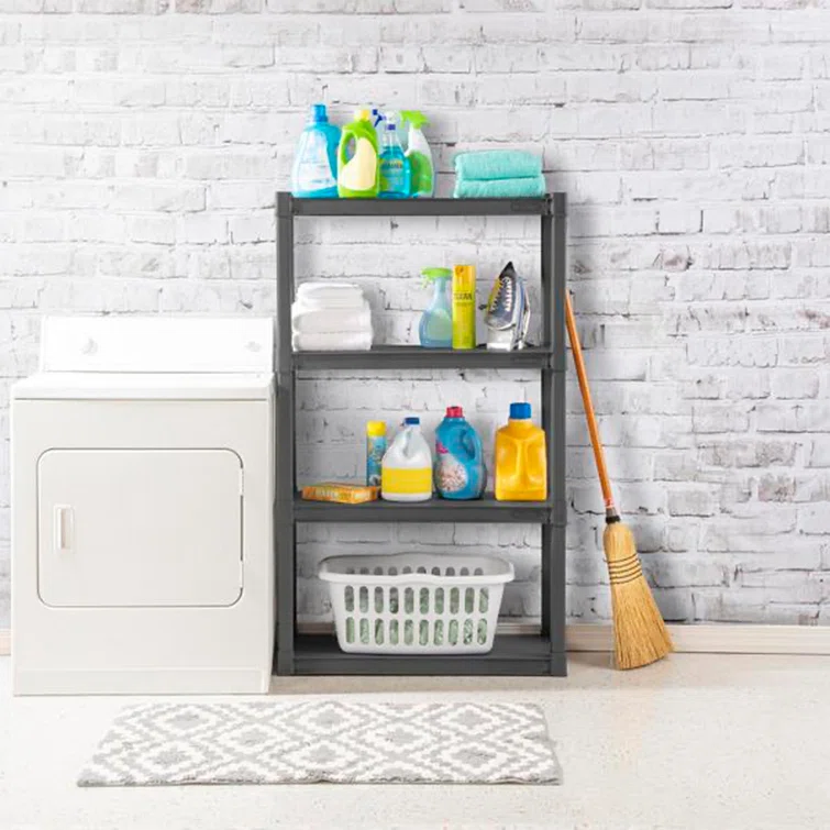Sterilite 4 Shelf Unit Heavy Duty & Easy to Assemble Plastic Storage Unit