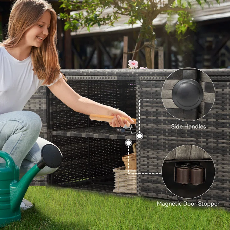 YITA 120 Gallon Outdoor Wicker Deck Box