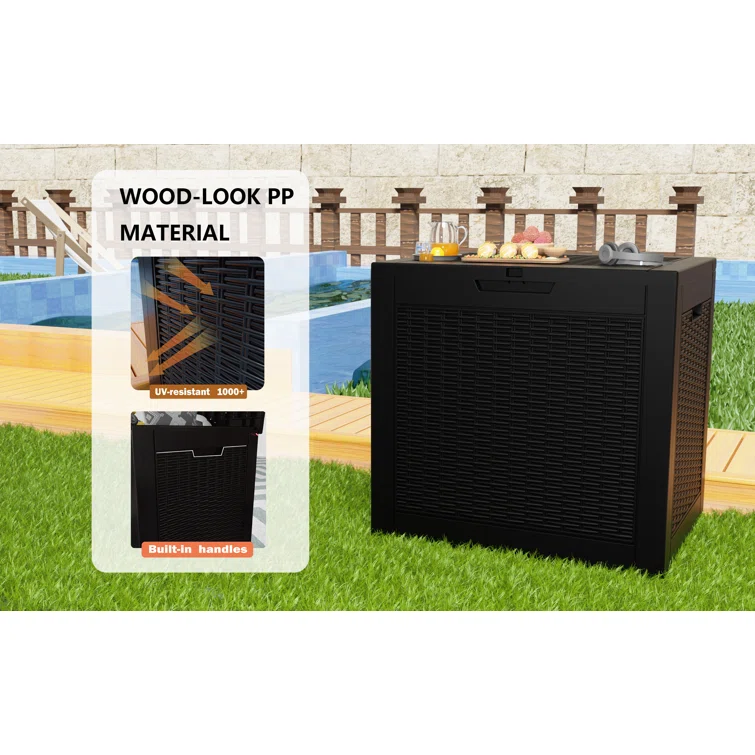 WORACO 17.09'' W 30 Gallons Water Resistant Resin Lockable Deck Box