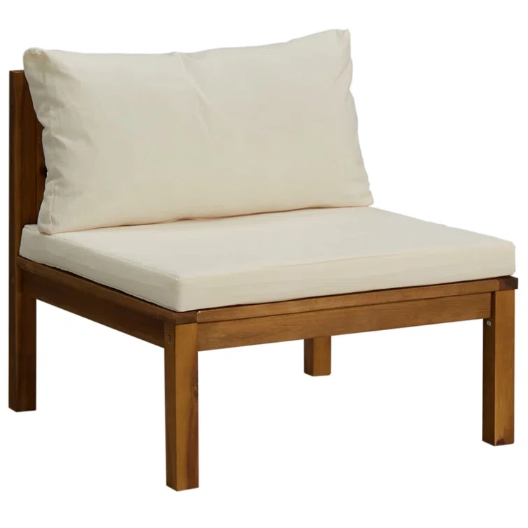 6 Piece Patio Lounge Set with Cushion Solid Acacia Wood