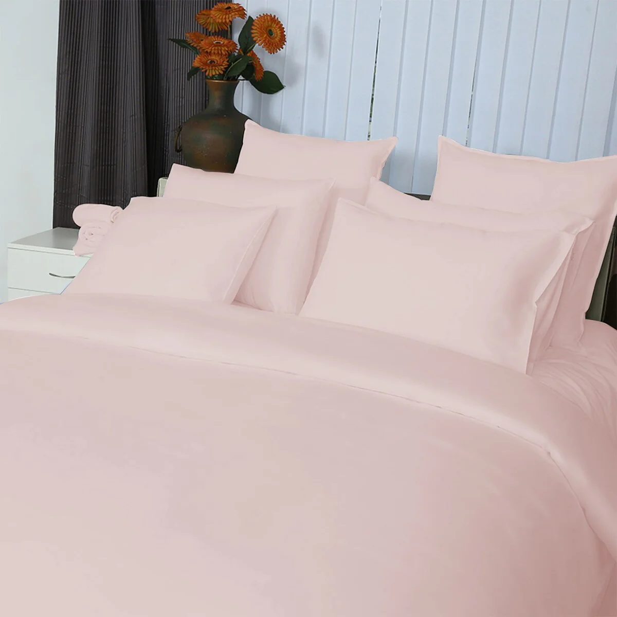 Just Linen 400 TC 100% Egyptian Cotton Sateen, Solid Colours, Queen Sheet Set with Deep Pocketed Fitted Sheet
