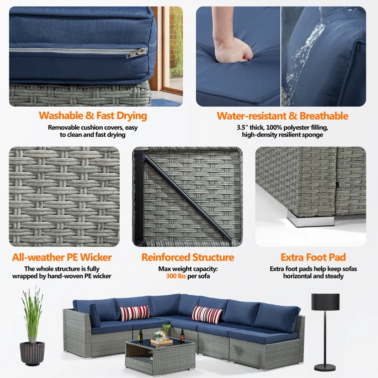 7-Piece Outdoor Seating Group with Cushions