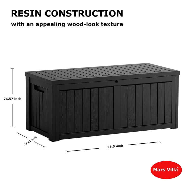 Water Resistant Outdoor Storage Deck Box in Black