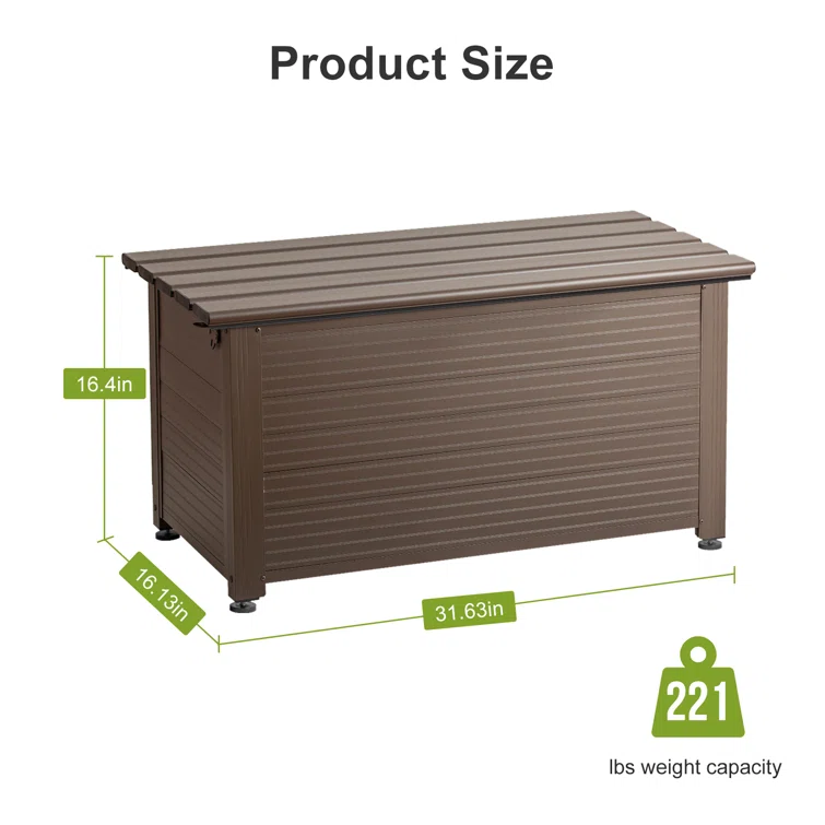 TECSPACE 35.4'' W 53 Gallons Water Resistant Metal Lockable Deck Box