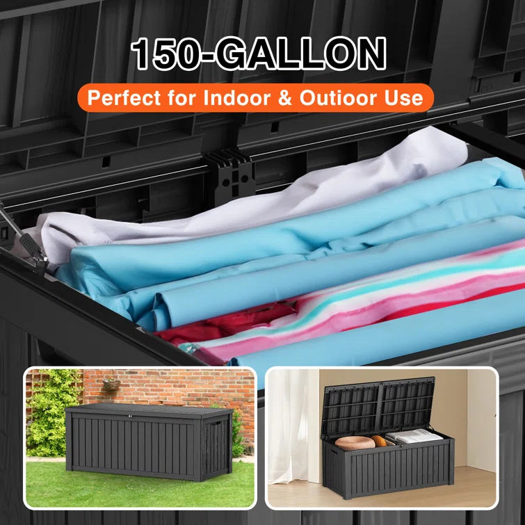 Emperic Design 60.8'' W 150 Gallons Water Resistant Resin Lockable Deck Box