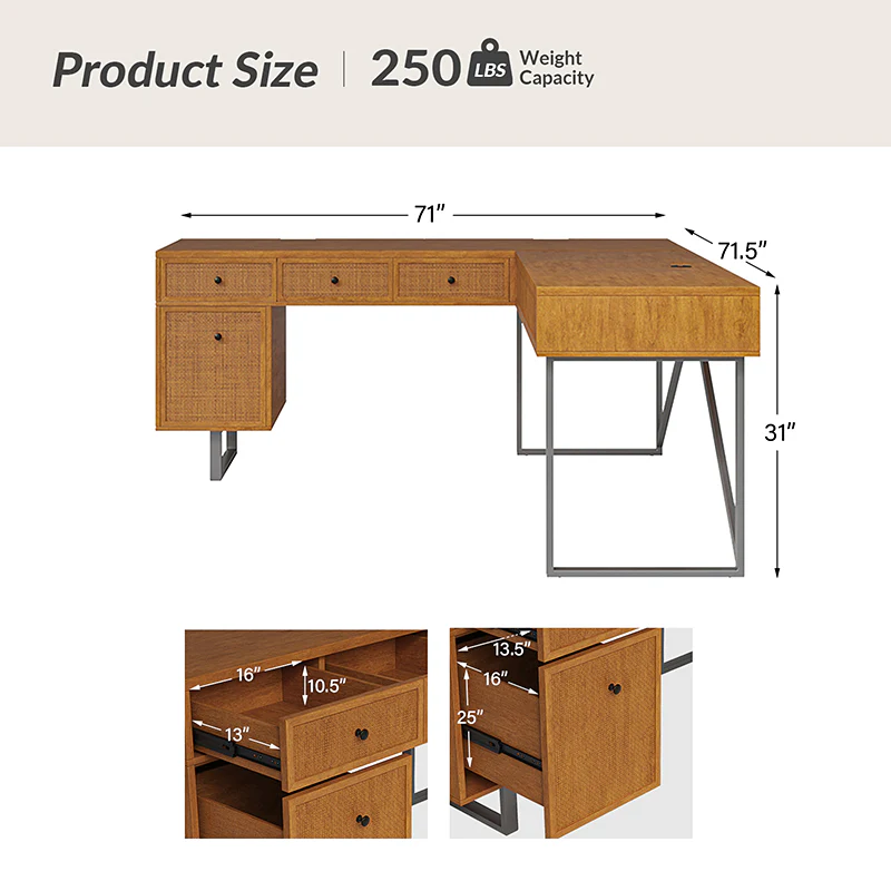 Bertrame L Shape Lift Top Office Desk