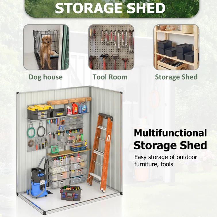 5 ft. W x 3 ft. D Metal Lean-To Tool Shed