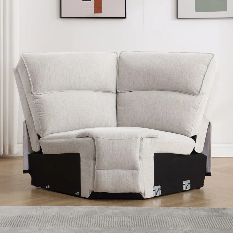 Ibach 3 - Piece Modern and Overstuffed Soft Power Reclining Sectional with Cupholders and Storage