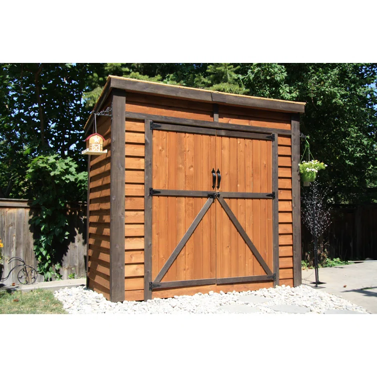 8 ft. W x 4 ft. D Double Door Cedar Wood Storage Shed