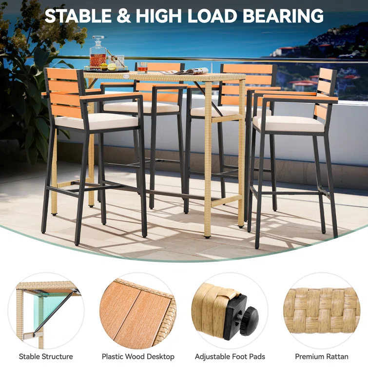 Adwell Rectangular Outdoor Dining Set with Cushions