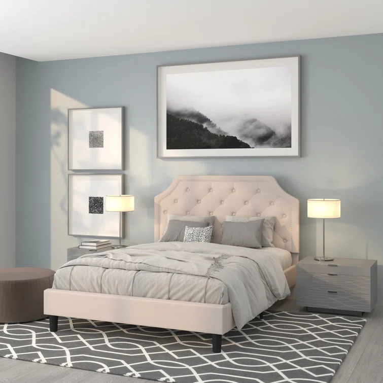 Aluino Arched Button Tufted Upholstered Platform Bed Frame - No Box Spring Required