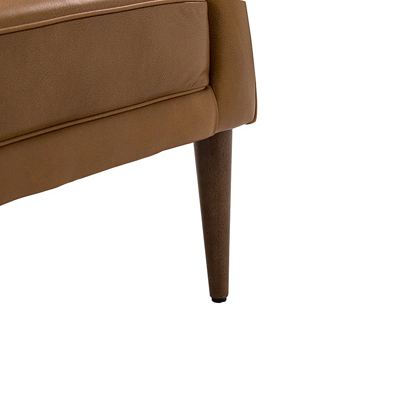 Casio Genuine Leather Wood Legs Accent Barrel Chair for Living Room