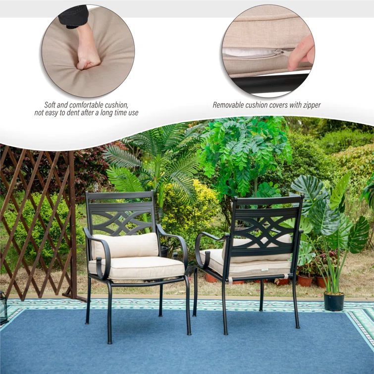 Alyah 6 - Person Rectangular Outdoor Dining Set with Cushions