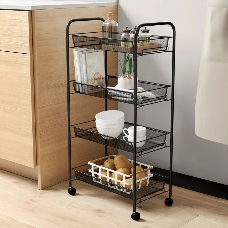 Elizabetha 17.5'' W Steel Shelving Unit with Wheels