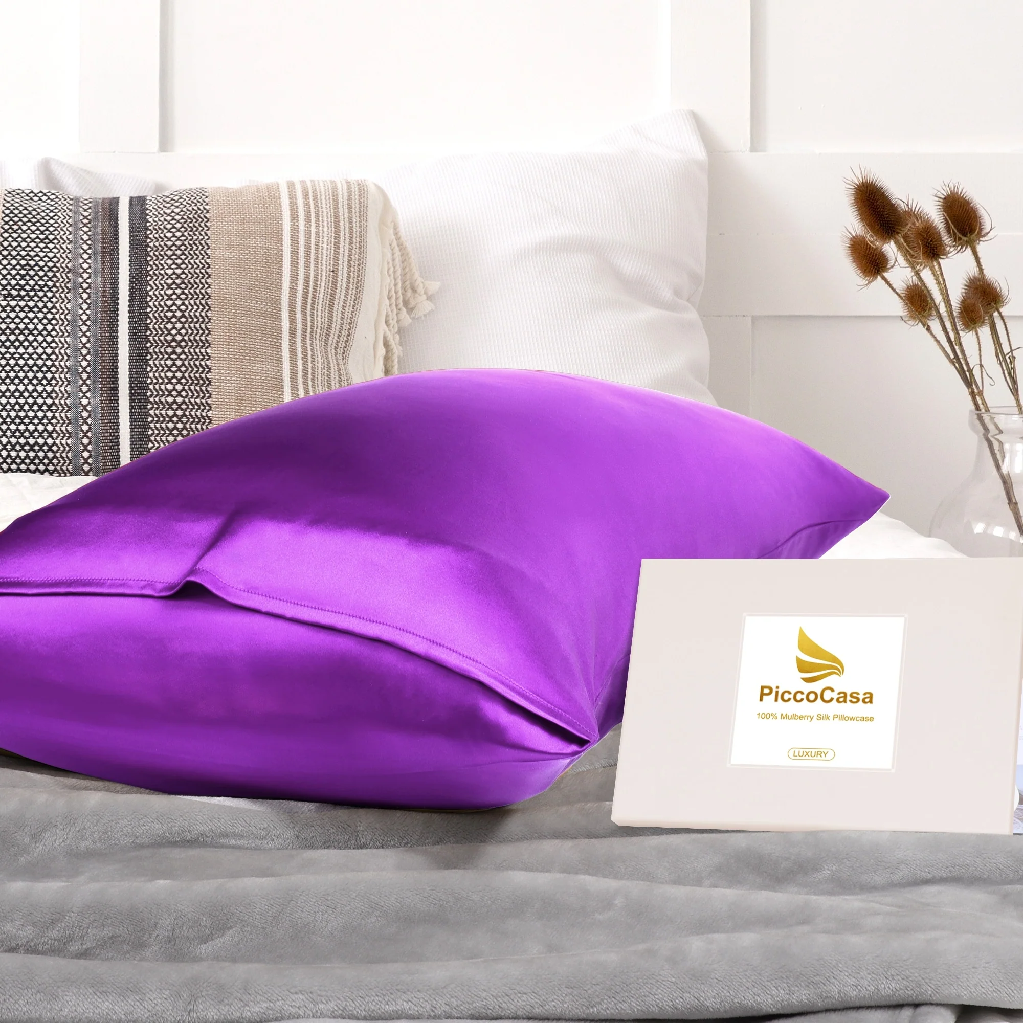 1Pc 19 Momme Silk Pillowcase with Envelope Closure