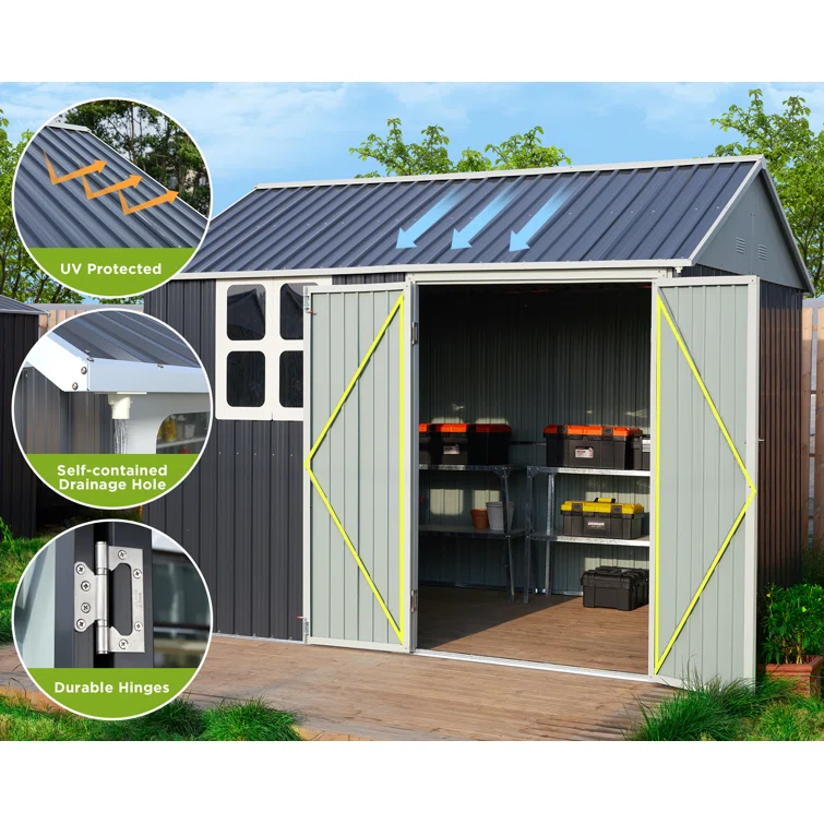 10 ft. W x 8 ft. D Metal Corner Storage Shed