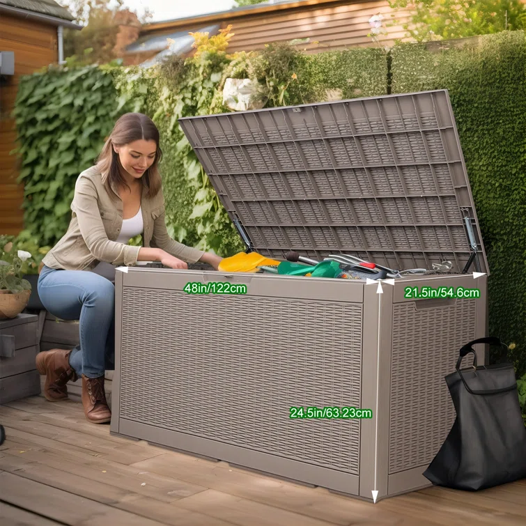 LeHom 47.9'' W 100 Gallons Water Resistant Resin Lockable Deck Box