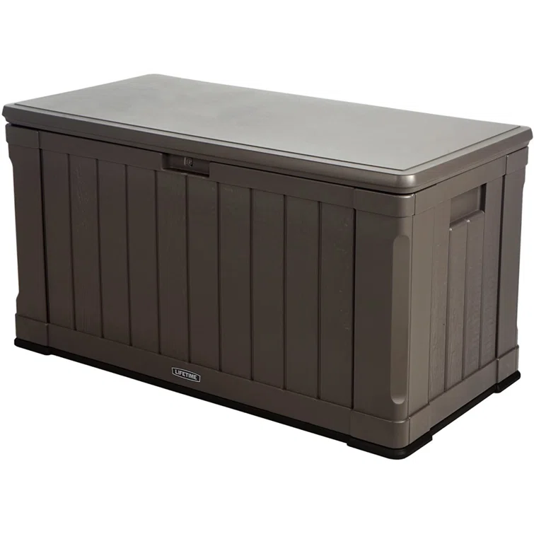 Lifetime 50.3'' W 116 Gallons Water Resistant Polyethylene Plastic Lockable Deck Box in Brown