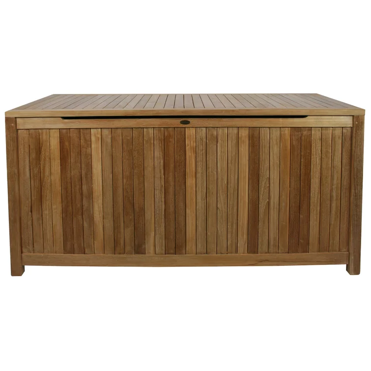 Bay Isle Home™ Everleigh 63'' W Water Resistant Solid Wood Teak Deck Box in Honey Tone Teak