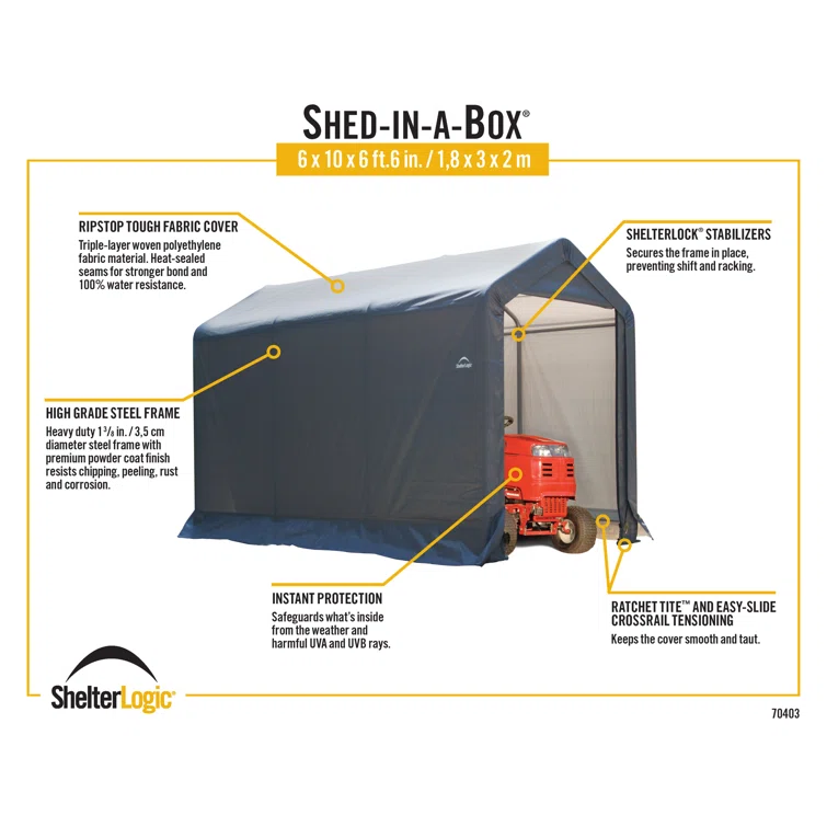 6 Ft. W x 10 Ft. D Plastic Portable Storage Shed