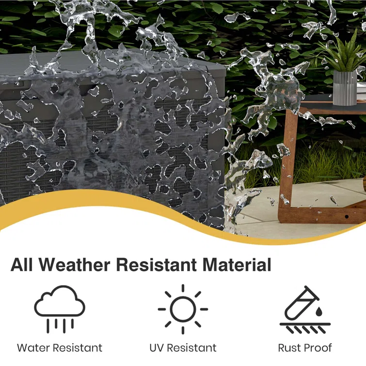 100 Gallons Water Resistant Resin Lockable Deck Box