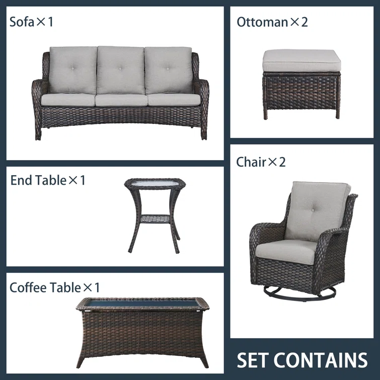 5 - Person Outdoor Seating Group with Cushions