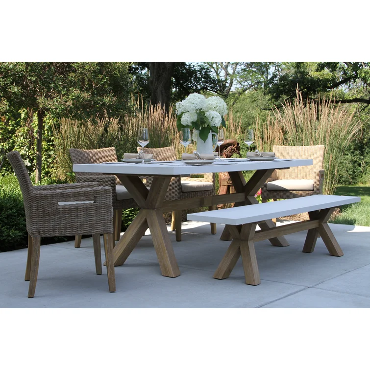 Fleur 6 - Person Rectangular Outdoor Dining Set with Cushions