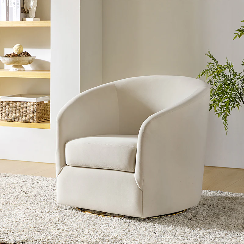 Emanuela Velvet Swivel Barrel Armchair