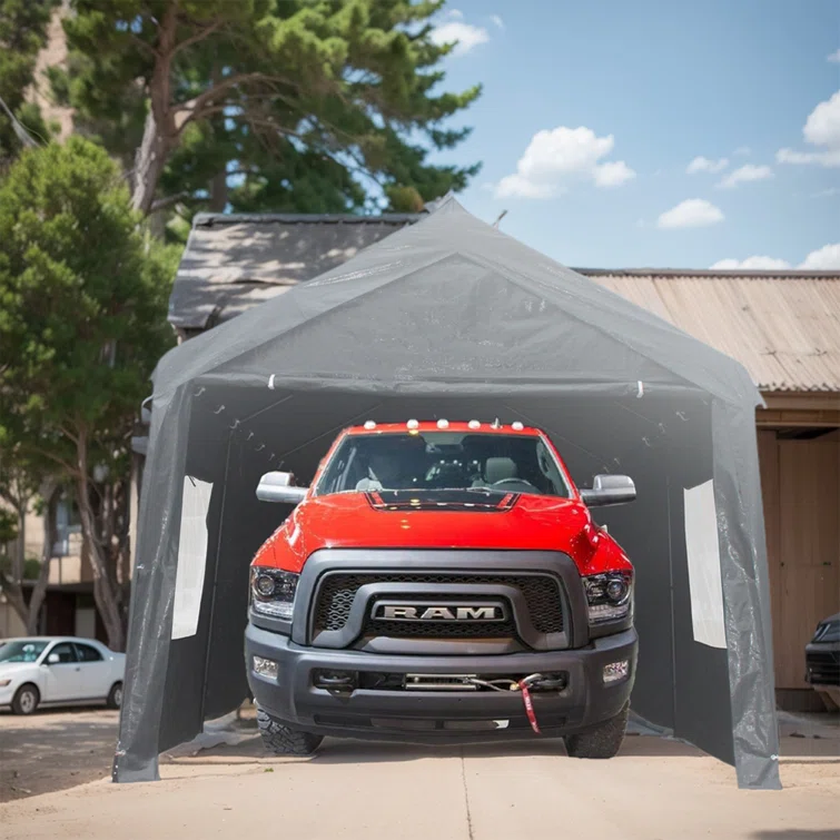 12x20 ft Heavy Duty Metal Carport w/Roll-up Vent Windows&Sidewalls Canopy Garage Boat Shelter
