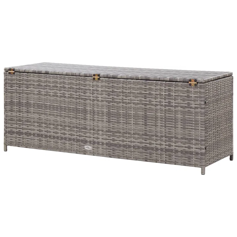 Patio Storage Box Gray 47.2" x 19.7" x 23.6" Poly Rattan