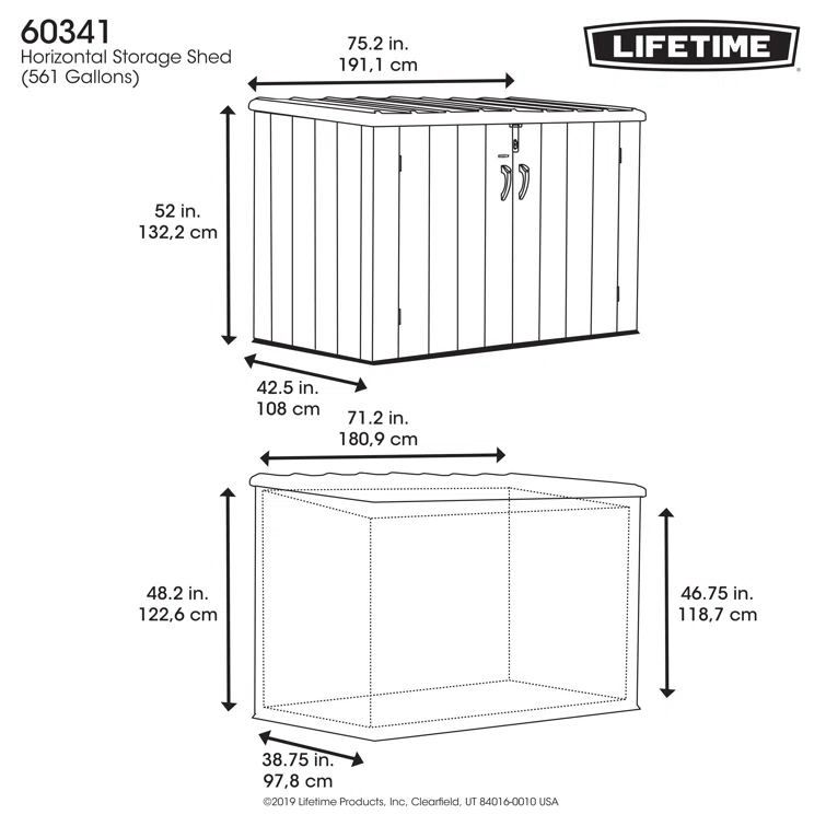 75 Cubic Feet High-Density Polyethylene (Plastic) Steel Reinforced Outdoor Storage Shed