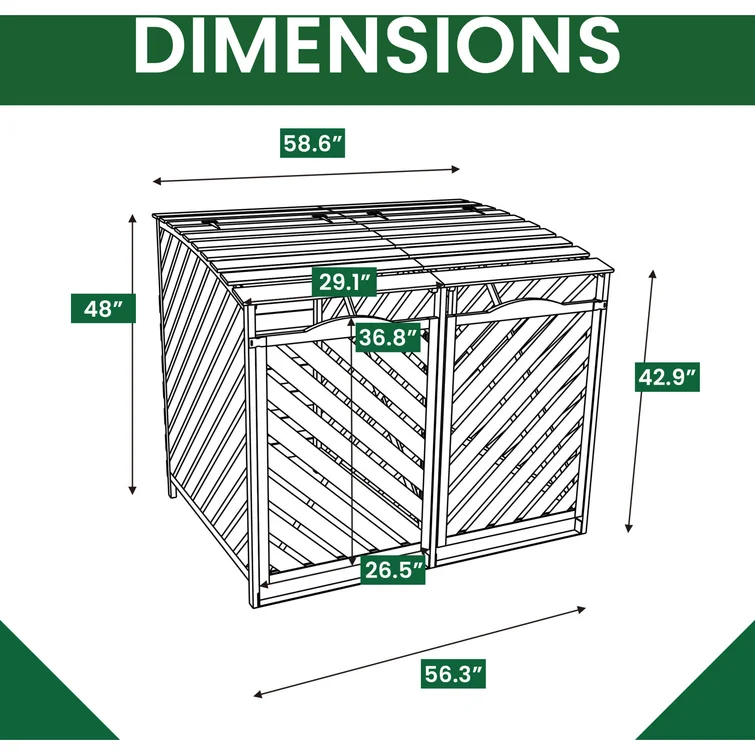 Hanover Outdoor 4.88 ft. x 3.01 ft. Wooden Trash Bin and Recyclables Storage Shed
