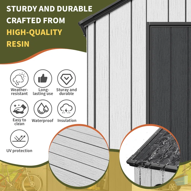 6 ft. W x 6 ft. D Polyethylene Plastic Storage Shed