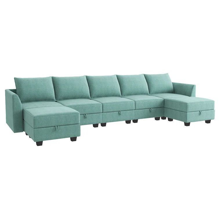 U shaped Corner Modular Sectional Reversible Sofa Couch with Storage Seat